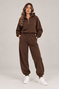 Compleu MASHERY Quarter Zip – Chocolate Brown 🤎
