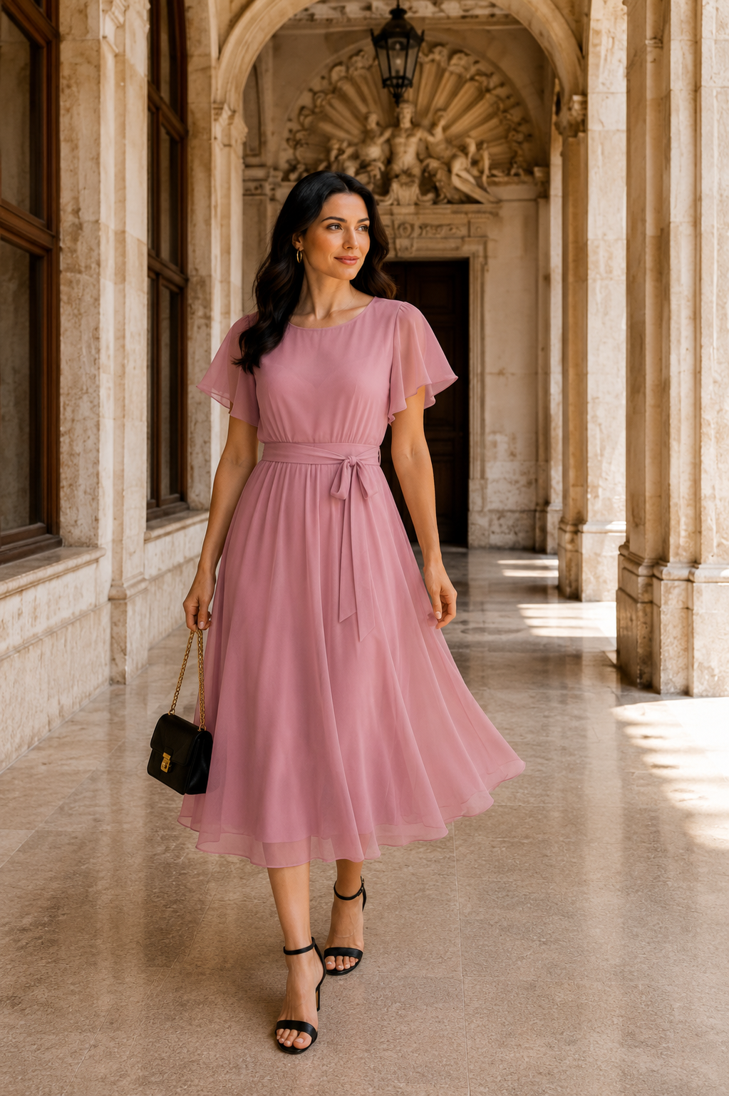 Rochie Serena Roz Prafuit